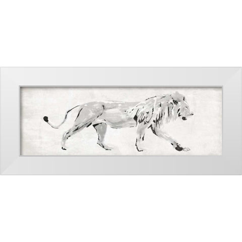 Sketched Lion White Modern Wood Framed Art Print by OnRei