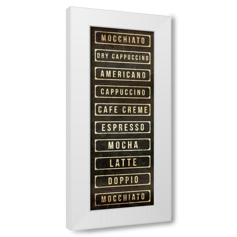 Coffee List White Modern Wood Framed Art Print by OnRei