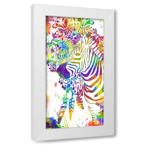 Colorful Zebra Mandala White Modern Wood Framed Art Print by OnRei