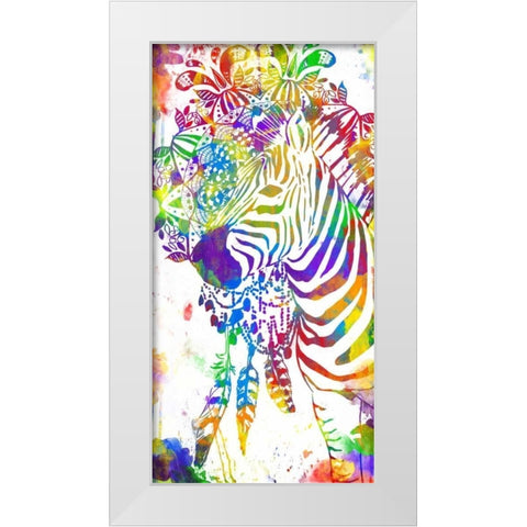 Colorful Zebra Mandala White Modern Wood Framed Art Print by OnRei