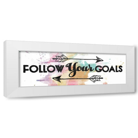 Follow Your Goals White Modern Wood Framed Art Print by OnRei