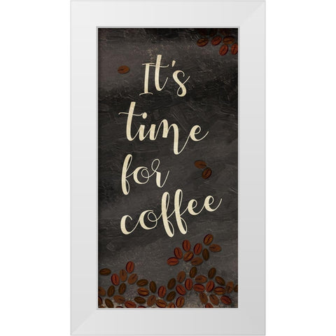 Time For A Coffee Break White Modern Wood Framed Art Print by OnRei