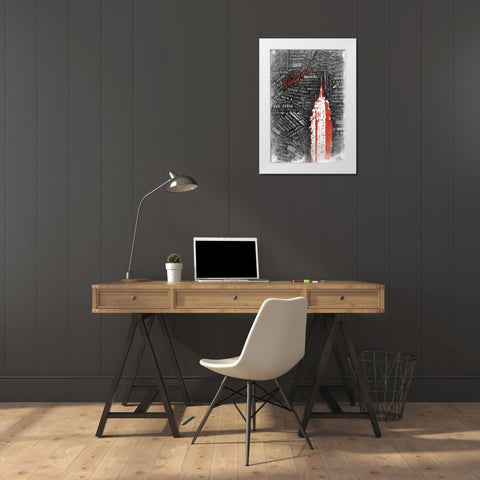 Empire RED White Modern Wood Framed Art Print by OnRei