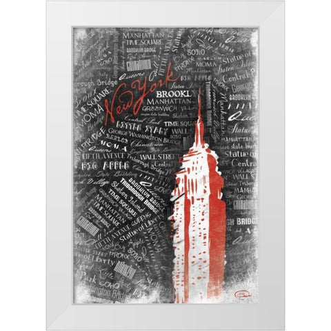 Empire RED White Modern Wood Framed Art Print by OnRei