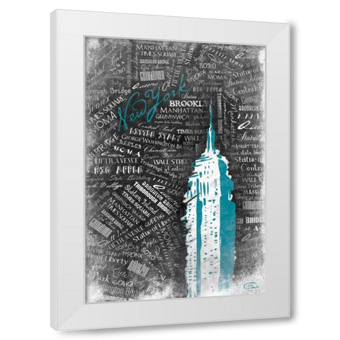 Empire Teal White Modern Wood Framed Art Print by OnRei