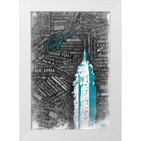 Empire Teal White Modern Wood Framed Art Print by OnRei