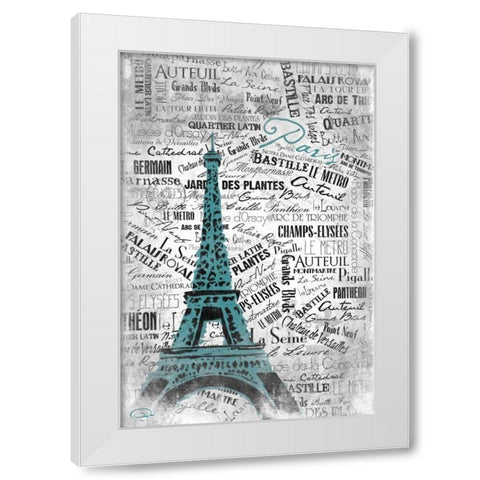 Eiffel White Modern Wood Framed Art Print by OnRei