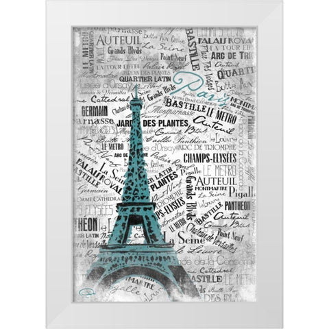 Eiffel White Modern Wood Framed Art Print by OnRei