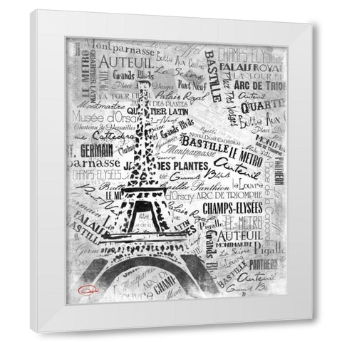 Eiffel NO PARIS White Modern Wood Framed Art Print by OnRei