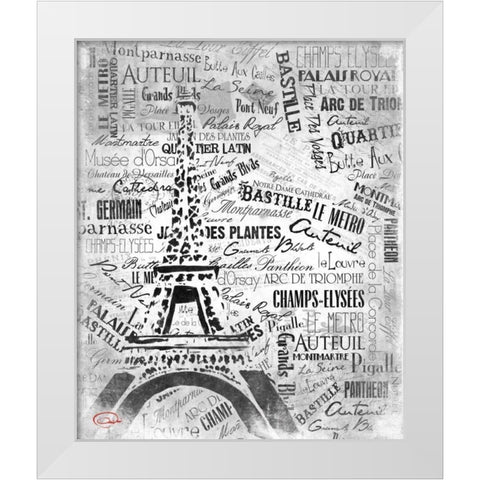 Eiffel NO PARIS White Modern Wood Framed Art Print by OnRei