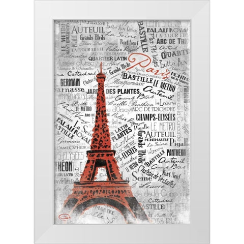 Eiffel C White Modern Wood Framed Art Print by OnRei