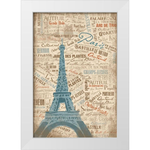 PARIS LOVE White Modern Wood Framed Art Print by OnRei