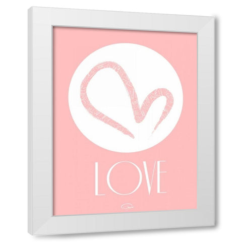 PINK LOVE White Modern Wood Framed Art Print by OnRei