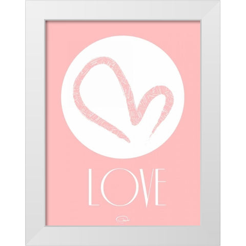 PINK LOVE White Modern Wood Framed Art Print by OnRei