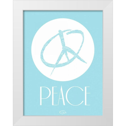 LOVE BLUE White Modern Wood Framed Art Print by OnRei