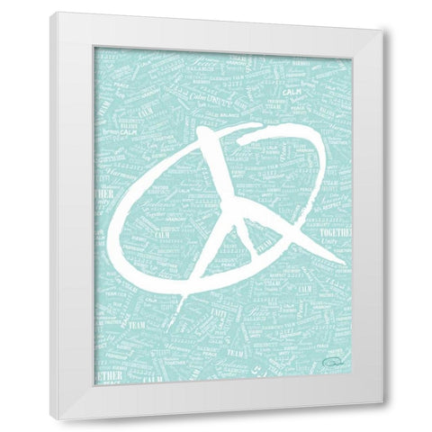 AQUA PEACE White Modern Wood Framed Art Print by OnRei