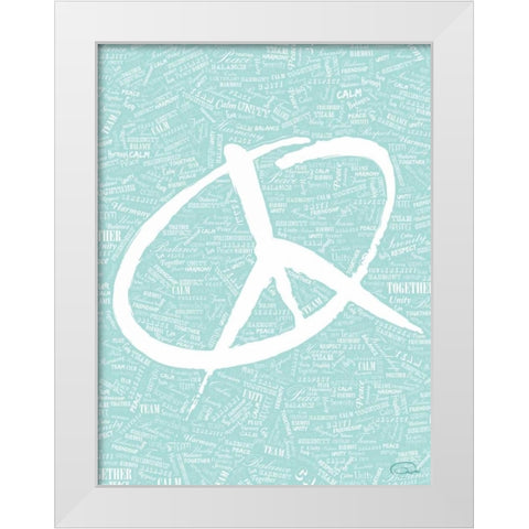 AQUA PEACE White Modern Wood Framed Art Print by OnRei