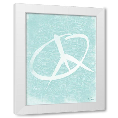 PEACE E White Modern Wood Framed Art Print by OnRei