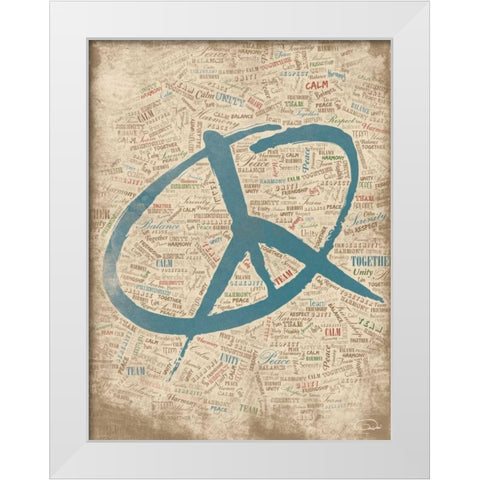 PEACE FOR PEACE White Modern Wood Framed Art Print by OnRei