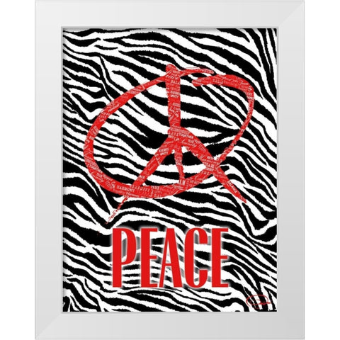 PEACE B White Modern Wood Framed Art Print by OnRei