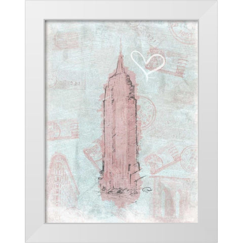 Empire Sketch Romantic White Modern Wood Framed Art Print by OnRei