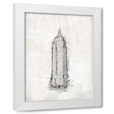 Empire Sketch White Modern Wood Framed Art Print by OnRei