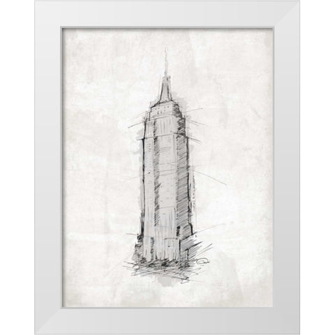 Empire Sketch White Modern Wood Framed Art Print by OnRei