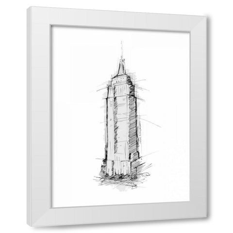 Empire STATE Sketch White Modern Wood Framed Art Print by OnRei