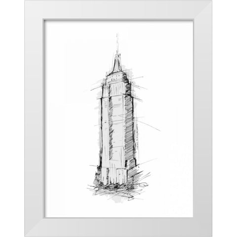 Empire STATE Sketch White Modern Wood Framed Art Print by OnRei