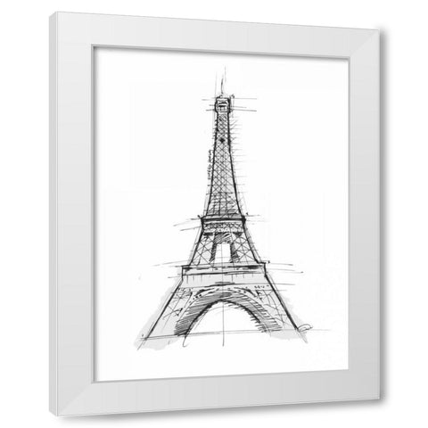 Eiffel Sketch D White Modern Wood Framed Art Print by OnRei