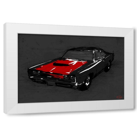 Muscle Car Black White Modern Wood Framed Art Print by OnRei