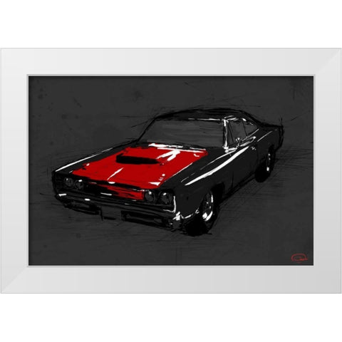 Muscle Car Black White Modern Wood Framed Art Print by OnRei