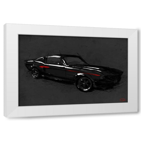 Muscle Car Black White Modern Wood Framed Art Print by OnRei