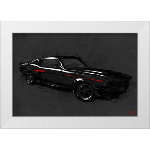 Muscle Car Black White Modern Wood Framed Art Print by OnRei