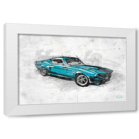 MuscleCar B White Modern Wood Framed Art Print by OnRei