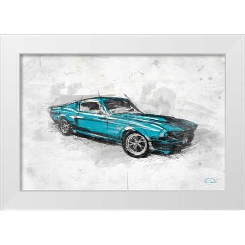 MuscleCar B White Modern Wood Framed Art Print by OnRei