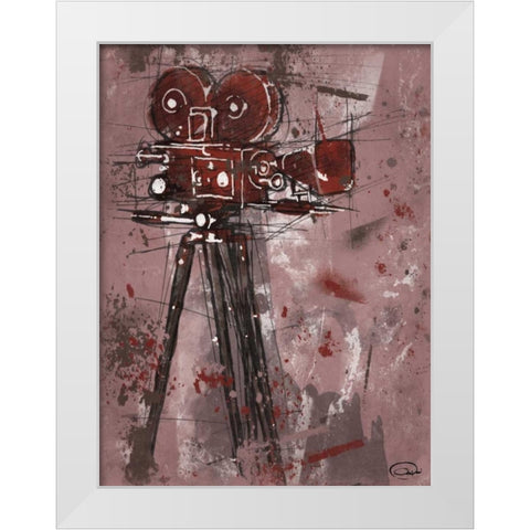 MOVIE RED White Modern Wood Framed Art Print by OnRei