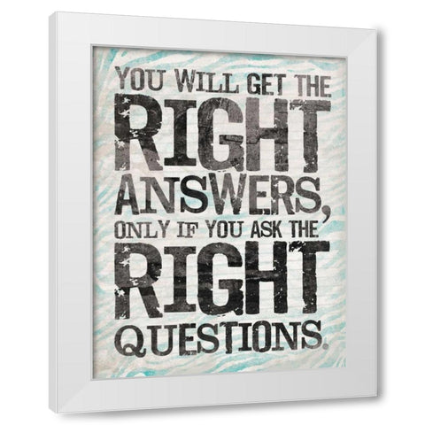 Answer 2 White Modern Wood Framed Art Print by OnRei