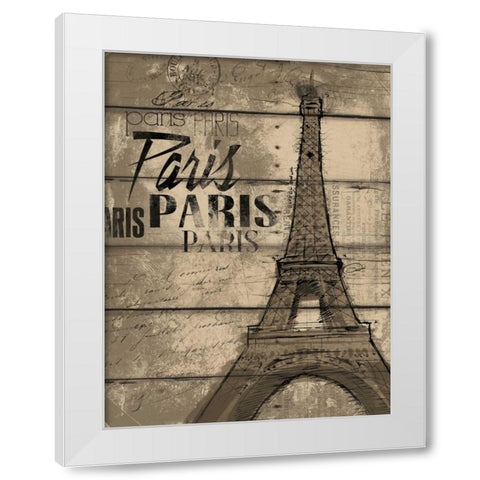 Natural Paris Clean White Modern Wood Framed Art Print by OnRei