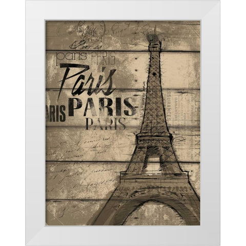 Natural Paris Clean White Modern Wood Framed Art Print by OnRei