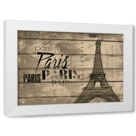 Natural Paris Clean Horizontal White Modern Wood Framed Art Print by OnRei