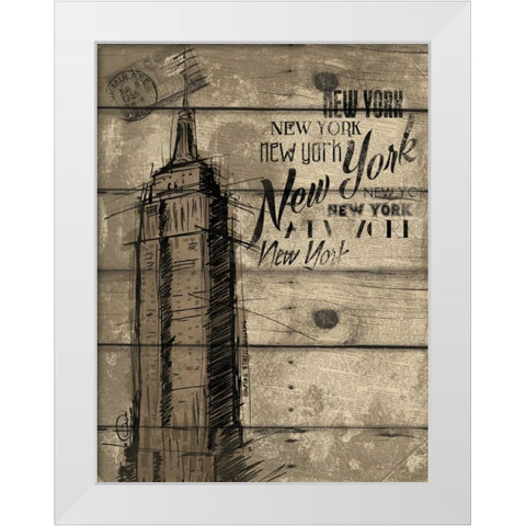 Natural New York Clean White Modern Wood Framed Art Print by OnRei