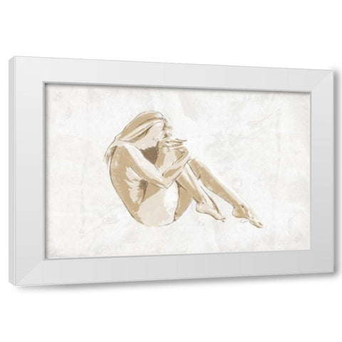 Nude Pose White Modern Wood Framed Art Print by OnRei