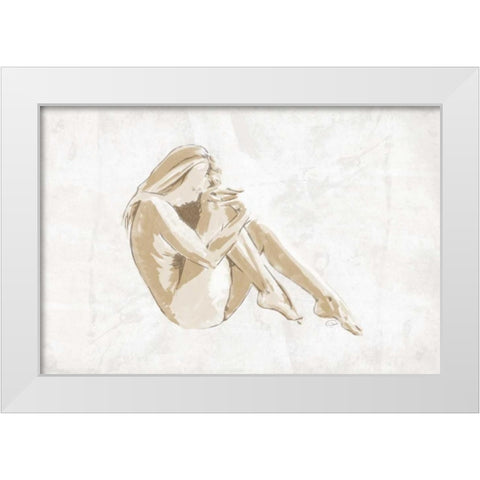 Nude Pose White Modern Wood Framed Art Print by OnRei