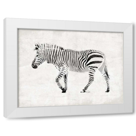 Zebra White Modern Wood Framed Art Print by OnRei