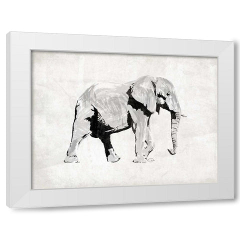 Elephant White Modern Wood Framed Art Print by OnRei