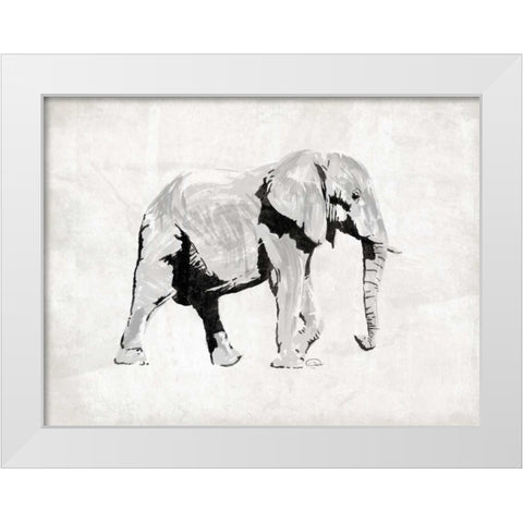 Elephant White Modern Wood Framed Art Print by OnRei