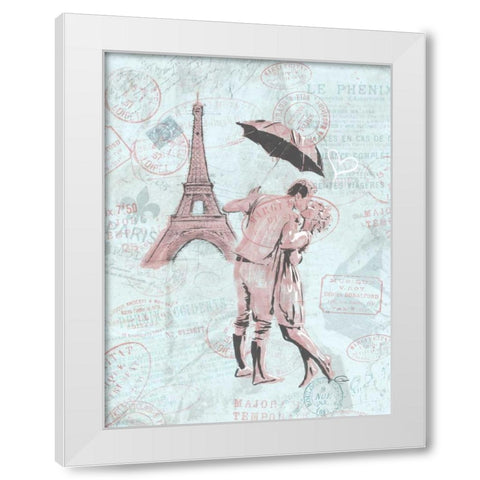 Romantic love Eiffel White Modern Wood Framed Art Print by OnRei