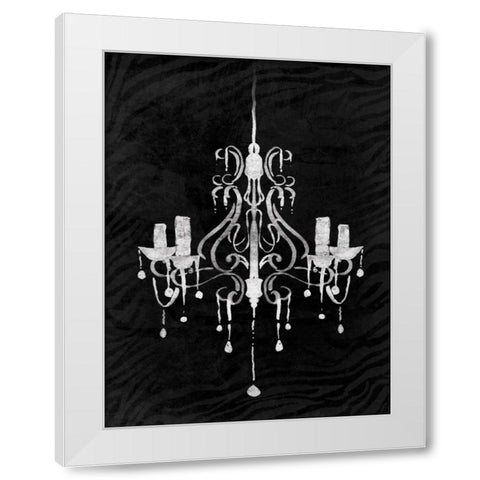 Black Chandelier 1 White Modern Wood Framed Art Print by OnRei