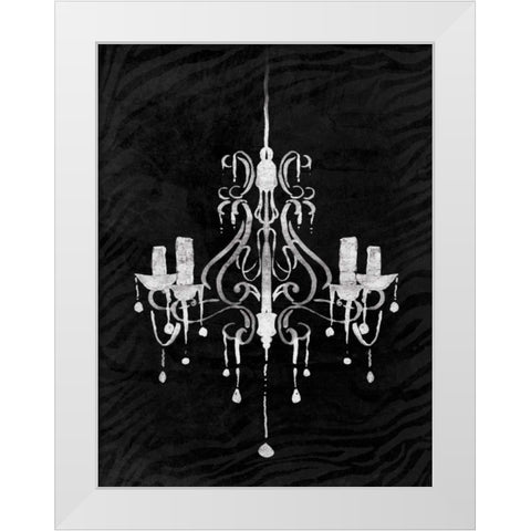 Black Chandelier 1 White Modern Wood Framed Art Print by OnRei